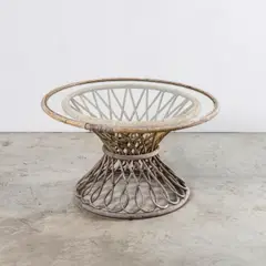 Rare table circulaire by Louis Sognot, A rare circular table in rattan and glass designed by Louis Sognot and executed by Établissements Chevalier circa 1955, offered Apr 2026