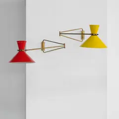 René Mathieu, Paire d'appliques, A pair of sconces in lacquered metal and brass designed by René Mathieu and edited by Lunel circa 1955