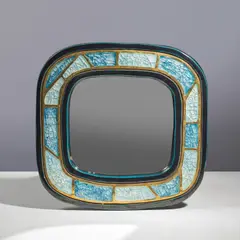 Mithé Espelt, Miroir, A mirror in glazed earthenware, crystallized glass inlays and mirrored glass by Mithé Espelt circa 1957