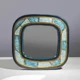 Mithé Espelt, Miroir, A mirror in glazed earthenware, crystallized glass inlays and mirrored glass by Mithé Espelt circa 1957