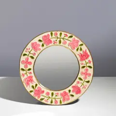 Mithé Espelt, Miroir Romantique, A 'Romantique' mirror in glazed earthenware and mirrored glass by Mithé Espelt circa 1965