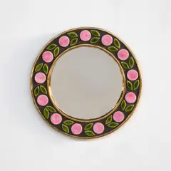 Mithé Espelt, Miroir Branches, A circular mirror in glazed earthenware and mirrored glass by Mithé Espelt circa 1953