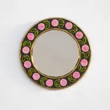Mithé Espelt, Miroir Branches, A circular mirror in glazed earthenware and mirrored glass by Mithé Espelt circa 1953