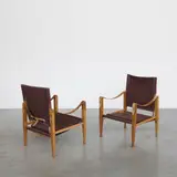 Kaare Klint, (1888-1954, A pair of 'KK47000' armchairs, also called 'Safari' in ash, fabric and leather designed by Kaare Klint in 1933