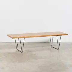 Table basse CM191 by Pierre Paulin, A 'CM191' coffee table in tiama and lacquered metal designed by Pierre Paulin in 1959 and edited by Thonet, offered Apr 2026