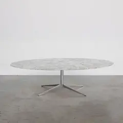 Florence Knoll, Table de salle à manger 2490, A '2490' dining table in marble and chrome-plated steel designed by Florence Knoll in 1957 and edited by Knoll International circa 1970