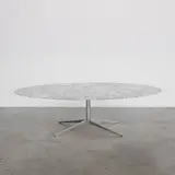 Florence Knoll, Table de salle à manger 2490, A '2490' dining table in marble and chrome-plated steel designed by Florence Knoll in 1957 and edited by Knoll International circa 1970