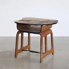 Jules Wabbes, Rare Pupitre Milano, A rare 'Milano' school desk in mold and tinted sipo, teak, vinyl, lacquered stainless steel and metal designed by Jules Wabbes in 1960