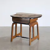 Jules Wabbes, Rare Pupitre Milano, A rare 'Milano' school desk in mold and tinted sipo, teak, vinyl, lacquered stainless steel and metal designed by Jules Wabbes in 1960