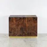 Aldo Tura, Bar, A labeled bar in varnished parchment, wood, brass, mirrored glass and plywood by Aldo Tura circa 1970