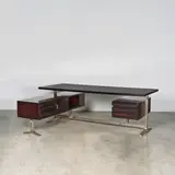 Gianni Moscatelli, Bureau, A desk in lacquered beech, lacquered sipo and brushed steel designed by Gianni Moscatelli and edited by Forma Nova circa 1970