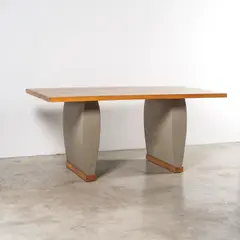 Table by Olivier Gagnère, A table in partially gouge-carved oak and leather designed by Olivier Gagnère circa 1995 and edited by Néotù, sold Apr 2026