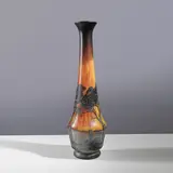 Daum Nancy, Important vase, A signed vase in acid-etched multilayered glass with a rotating lakeside landscape decoration by Daum Nancy