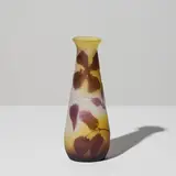 Établissements Gallé, Vase de forme balustre, A signed baluster-shaped vase in acid-etched multilayered glass with a rotating clematis blossom decoration by Établissements Gallé