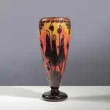 Le Verre Français, Important vase de forme tronconique Campanules, A signed important 'Campanules' fustoconical vase in acid-etched multilayered glass by Le Verre Français circa 1922-1925