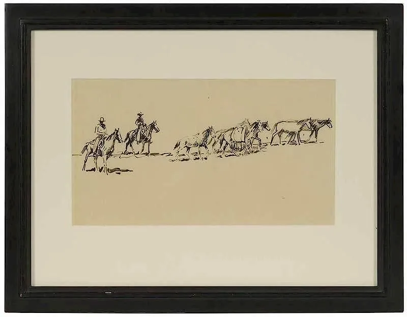 Remuda by Edward Borein, ink and pencil on paper, sold Nov 2017