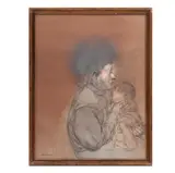 Rafael Coronel, Maternidad, de la carpeta Galería de Arte Misrachi, 1978, Litografía offset sin número de tiraje