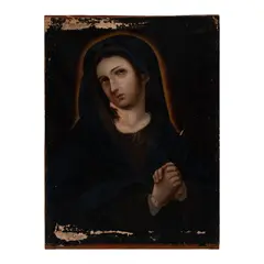 Virgen Dolorosa, MÉXICO, SIGLO XIX, Óleo sobre tela