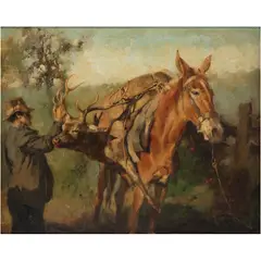 Juan Lara, DESPUÉS DE LA CACERÍA, Óleo sobre tela