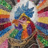 Gasque, Biker rooster, Collage y mixta sobre madera