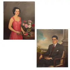 Manuel de Azpiroz, PAREJA DE RETRATOS, Óleo sobre tela