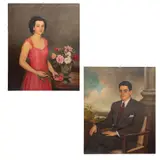 Manuel de Azpiroz, PAREJA DE RETRATOS, Óleo sobre tela