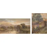 Paisajes, EUROPA, FINALES DEL SIGLO XIX, Acuarela y gouache sobre cartón