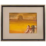 Luis Filcer, Personajes en el desierto, Óleo sobre papel
