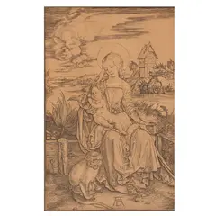 La Virgen y Niño con mono by Après Albrecht Durer, Grabado al buril, edición póstuma, sold Jul 2026