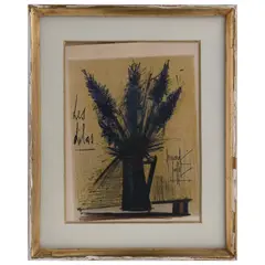 Bernard Buffet, Les lilas, del portafolio L'Herbier, 1966, Litografía sin número de tiraje