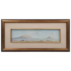 Luis Acosta Gutiérrez, Los volcanes desde Tláhuac, Óleo sobre masonite