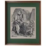 Pablo O'Higgins, Ladrillero y su hijo, 1945, Litografía sin número de tiraje