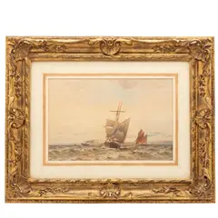 William Thomas Nichols Boyce, ESCENA MARINA CON VELEROS, 1894, Acuarela sobre papel