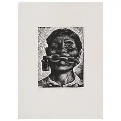 Adolfo Mexiac, Libertad de expresión, Grabado al linóleo 834 / 1000 E. E