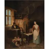 A la Manera de Domenico Induno, EL MAESTRO DE ESCUELA, Óleo sobre tela