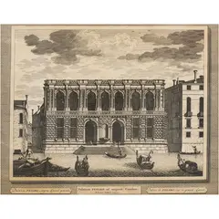 Pieter van der Aa, PALAZZO PESARO, SOPRA CANAL GRANDE, Grabado al aguafuerte, 22.8 x 29.2 cm