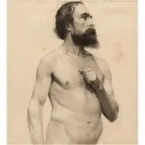 Atribuido A Harriet Roosevelt Richards, ESTUDIO DE DESNUDO MASCULINO, Carboncillo sobre papel