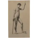 Isidro Martínez Colín, ESTUDIO DE DESNUDO MASCULINO, Grafito sobre papel