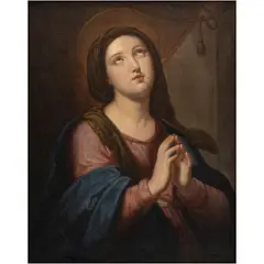 Virgen En Oración, ITALIA, FINALES DEL SIGLO XIX, Óleo sobre tela