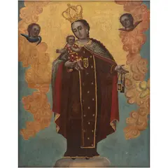 Virgen del Carmen, MÉXICO, SIGLO XIX Y XX, Óleo sobre tela