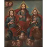 Santísima Trinidad Antropomorfa, MÉXICO, FINALES DEL SIGLO XVIII, Óleo sobre tela
