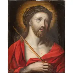 Ecce Homo, EUROPA, SIGLO XIX, Óleo sobre lámina de cobre