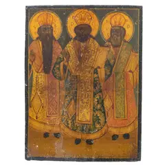 Icono, SAN BASILIO, SAN GREGORIO Y SAN JUAN CRISÓSTOMO, Óleo sobre madera