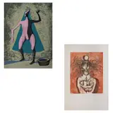 A) Carlos Orozco Romero, Mujer en rosa, Serigrafía 84 / 200