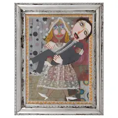 Francisco Jesús Hernández Pérez, Nuestra boda, Collage de textiles en marco de hojalata repujado