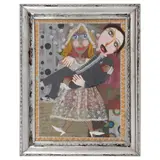 Francisco Jesús Hernández Pérez, Nuestra boda, Collage de textiles en marco de hojalata repujado