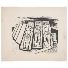 Víctimas de las Guardias Blancas by Raúl Anguiano, 1940, Xilografía 10 / 10, sold Jun 2026