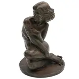 Victor Gutierrez, DESNUDO FEMENINO (SEDENTE), Bronce, patinado en color marrón