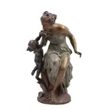 Venus y Cupido, SIGLO XX, Bronce, patinado policromo