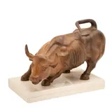 El Toro de Wall Street*, SIGLO XX, Bronce, patinado en color café; con base de piedra